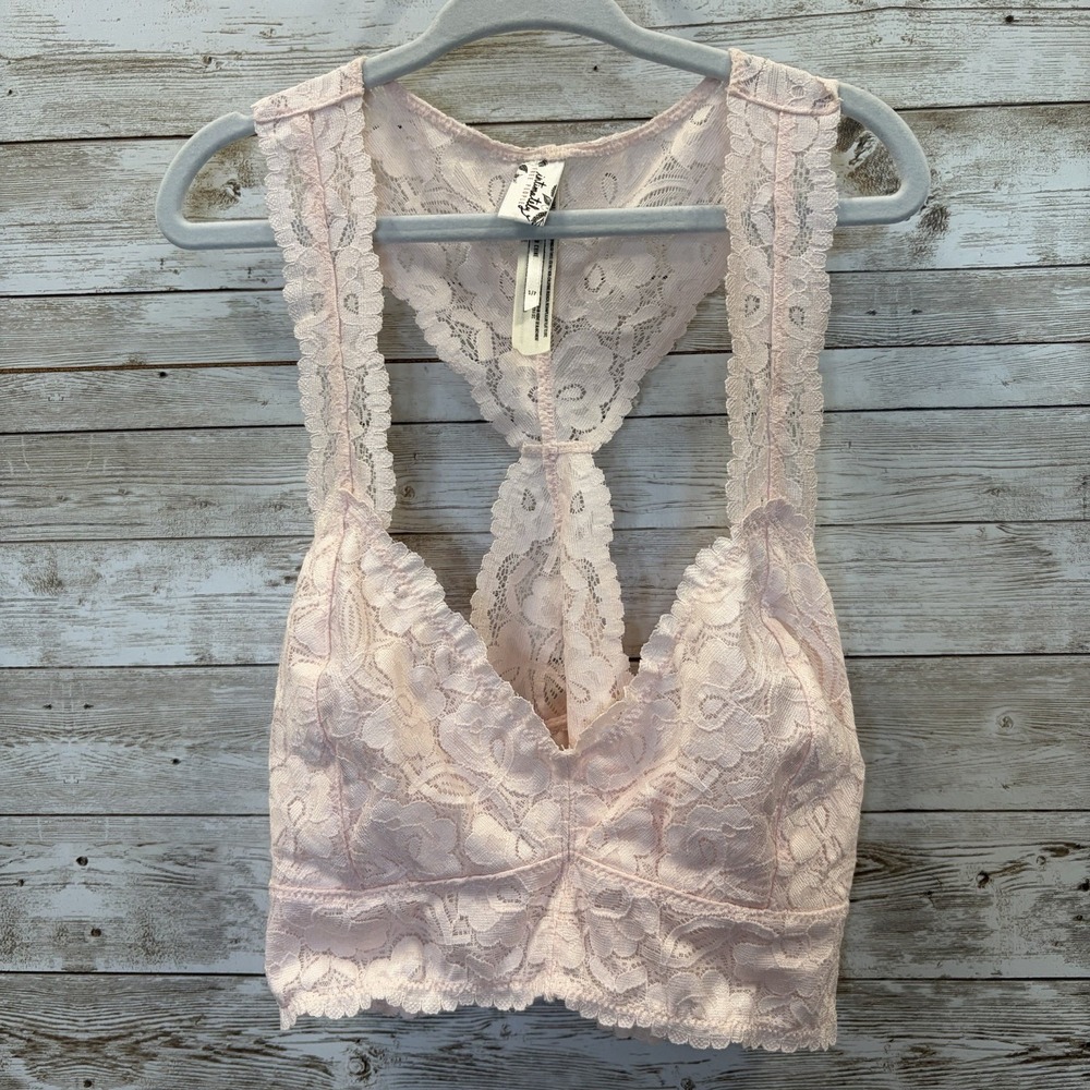 Free People Intimately Womens S Bralette Lace Bra Pink Racerback Lingerie Cami